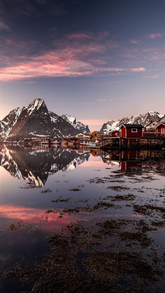 1290x2796 a mountain range is reflected in the still water o... -  iPhone Wallpaper