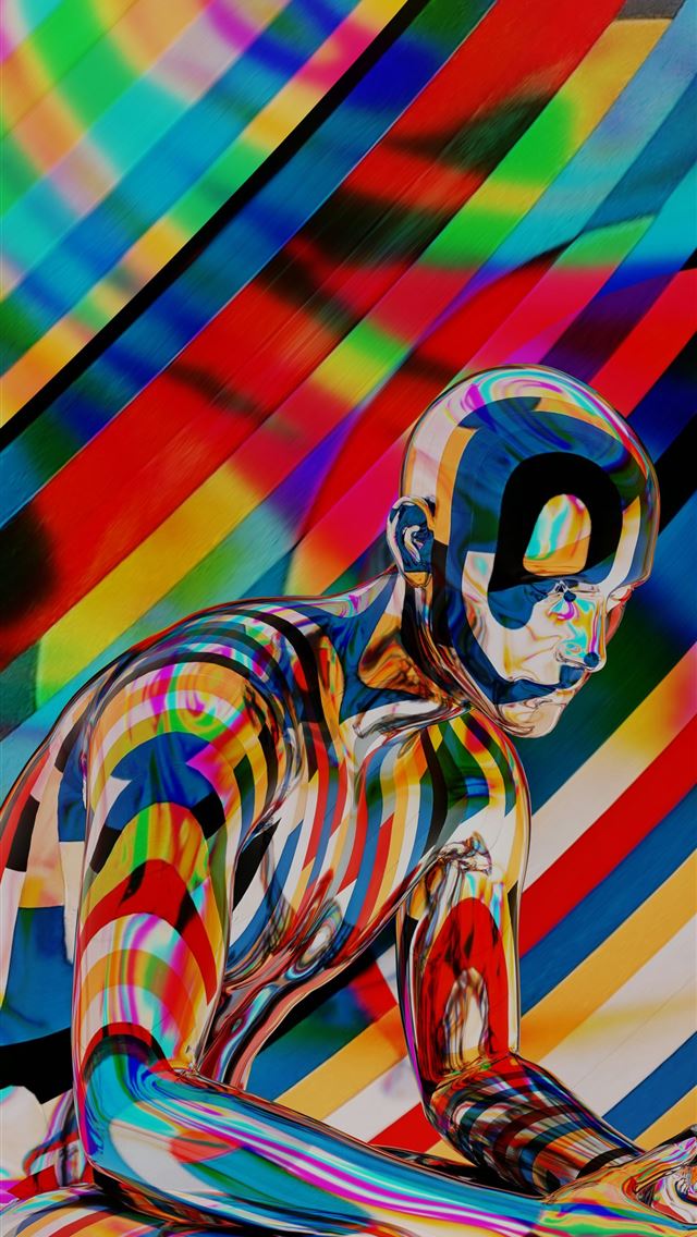 1290x2796 a colorful drawing of a person -  iPhone Wallpaper