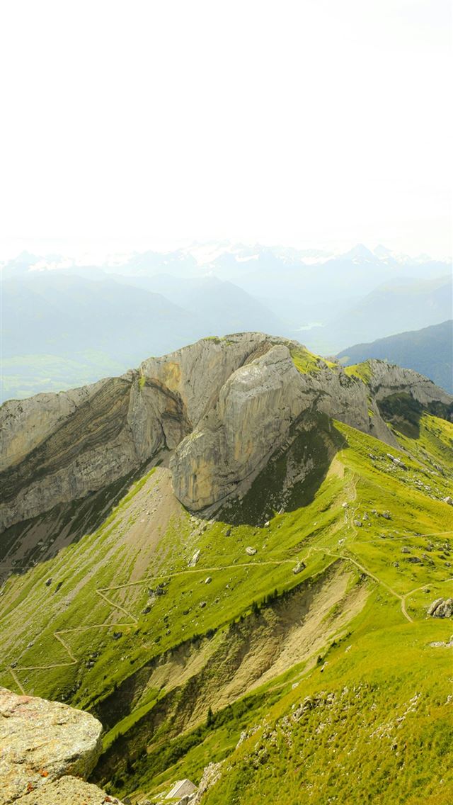 1290x2796 A man standing on top of a lush green hillside -  iPhone Wallpaper