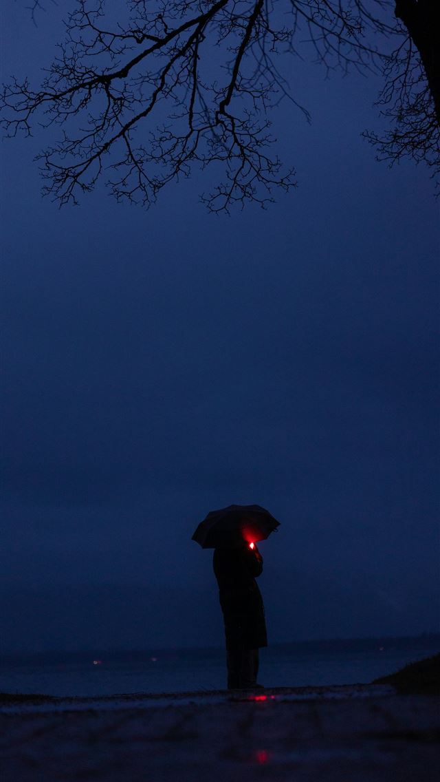1290x2796 a person standing under a tree holding an umbrella -  iPhone Wallpaper