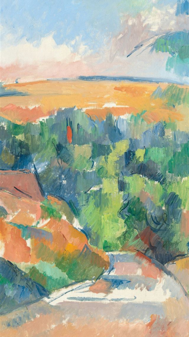 1290x2796 Impressionist landscape painting of rolling hills ... - colorful iPhone Wallpaper