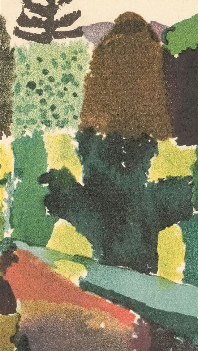 1290x2796 Abstract landscape with trees and colorful shapes -  iPhone Wallpaper