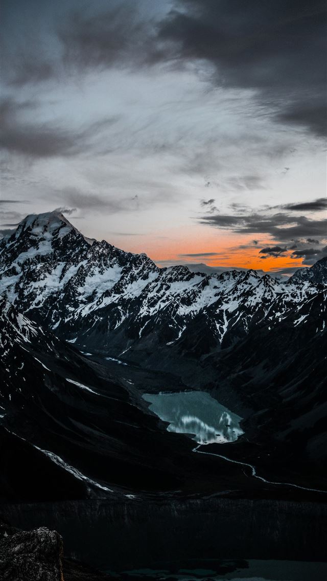 1290x2796 snow covered mountain under sunset - mountains iPhone Wallpaper