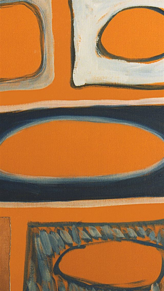1290x2796 a painting of different shapes and sizes on an ora... -  iPhone Wallpaper