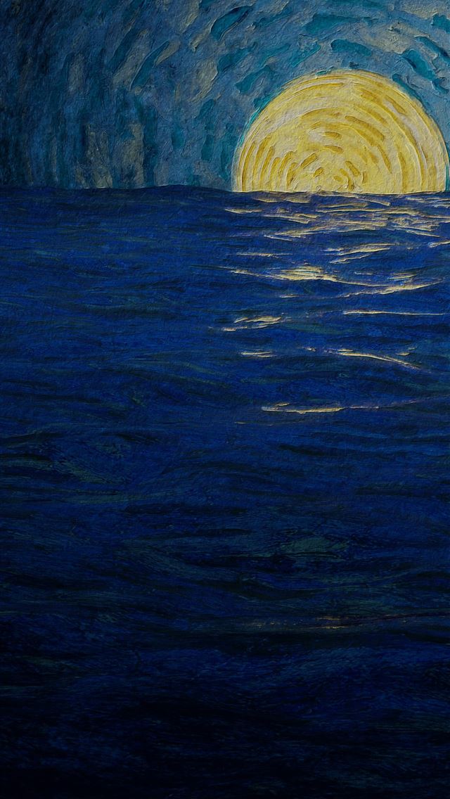 1290x2796 a yellow sun over water - sea iPhone Wallpaper