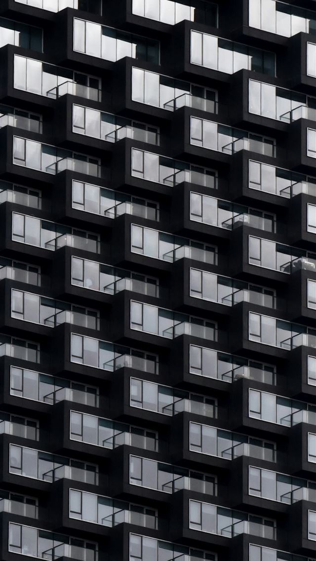 1290x2796 Modern building facade with repeating balconies - housing iPhone Wallpaper