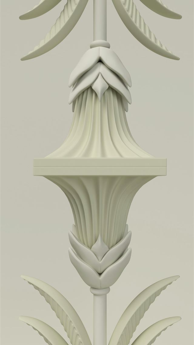 1290x2796 a tall white sculpture with a flower on top of it - digital image iPhone Wallpaper