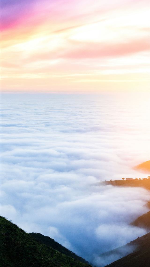 1290x2796 a man standing on top of a lush green hillside - sunset iPhone Wallpaper