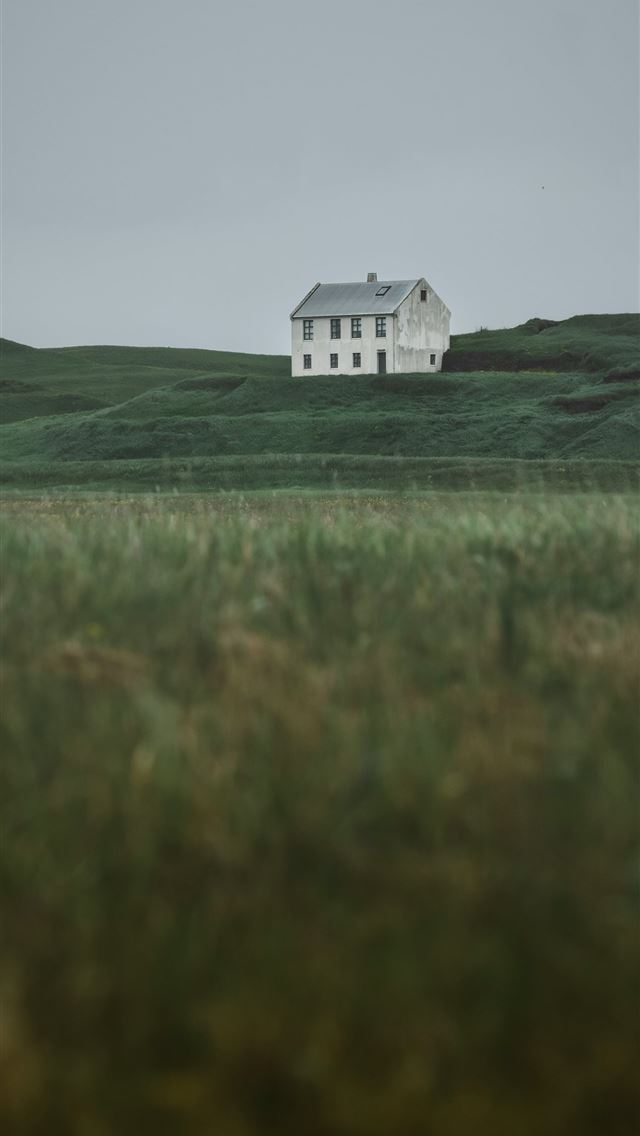 1290x2796 a white house in a field of green grass -  iPhone Wallpaper