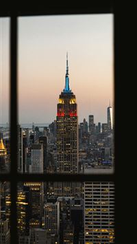 a view of the empire building from a window wallpaper