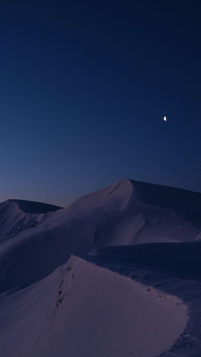 1290x2796 Snowy mountain range under a dark blue twilight sk... - mountains iPhone Wallpaper
