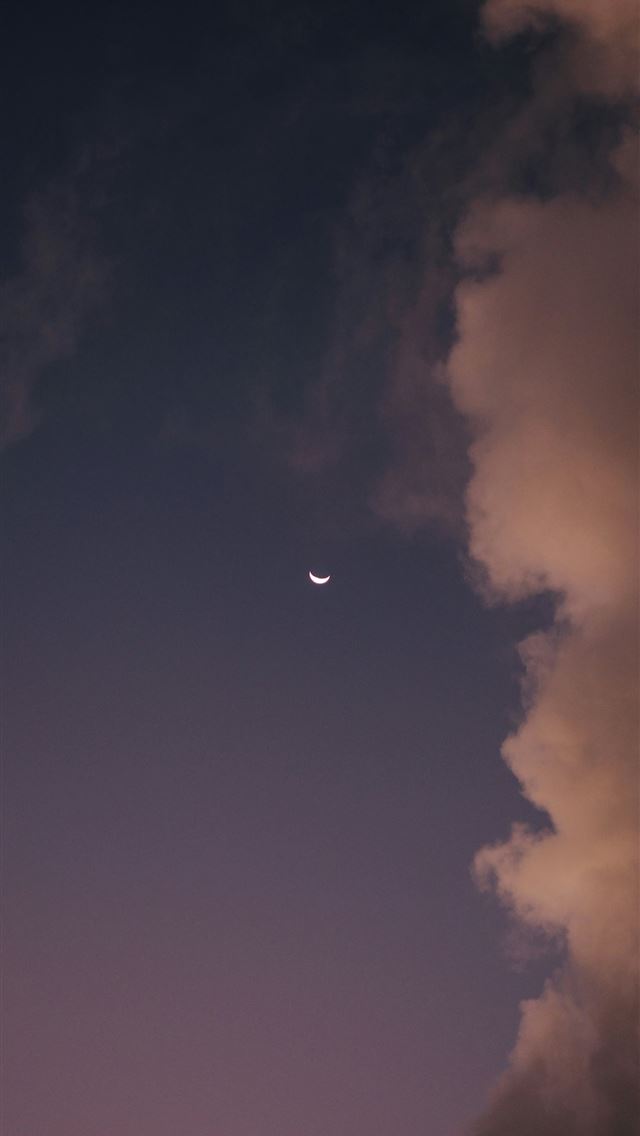 1290x2796 Crescent moon in a dusky sky with clouds - clouds iPhone Wallpaper