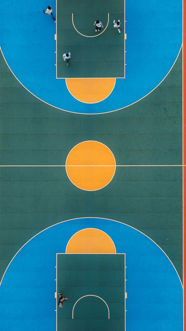 1290x2796 Aerial view of a basketball court with people play... -  iPhone Wallpaper