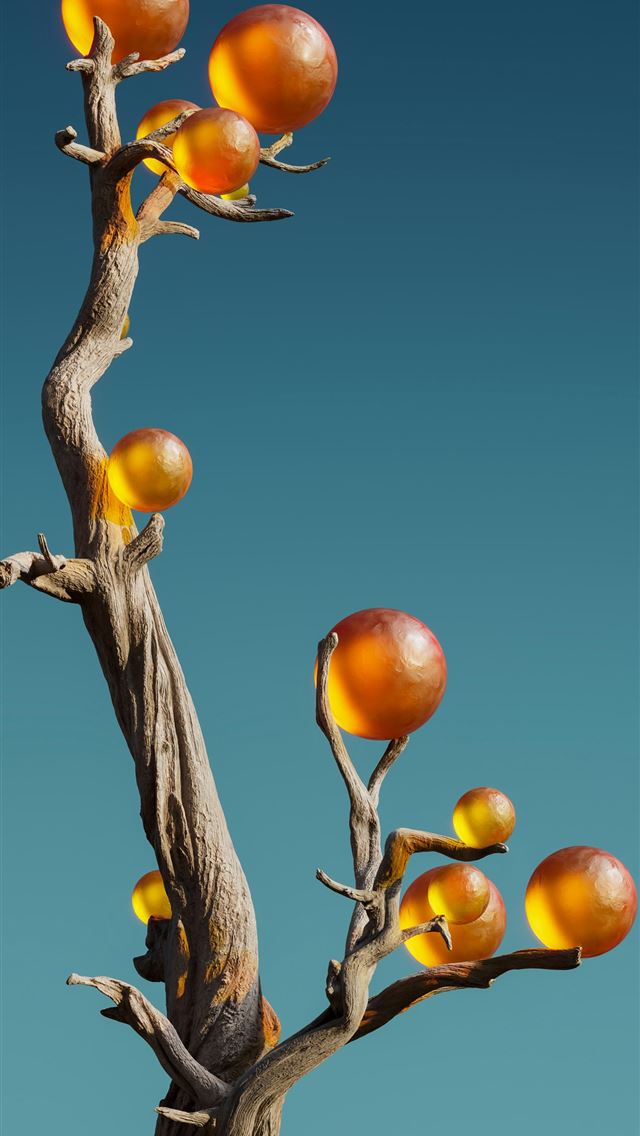 1290x2796 a tree that has some kind of fruit on it - 3d render iPhone Wallpaper