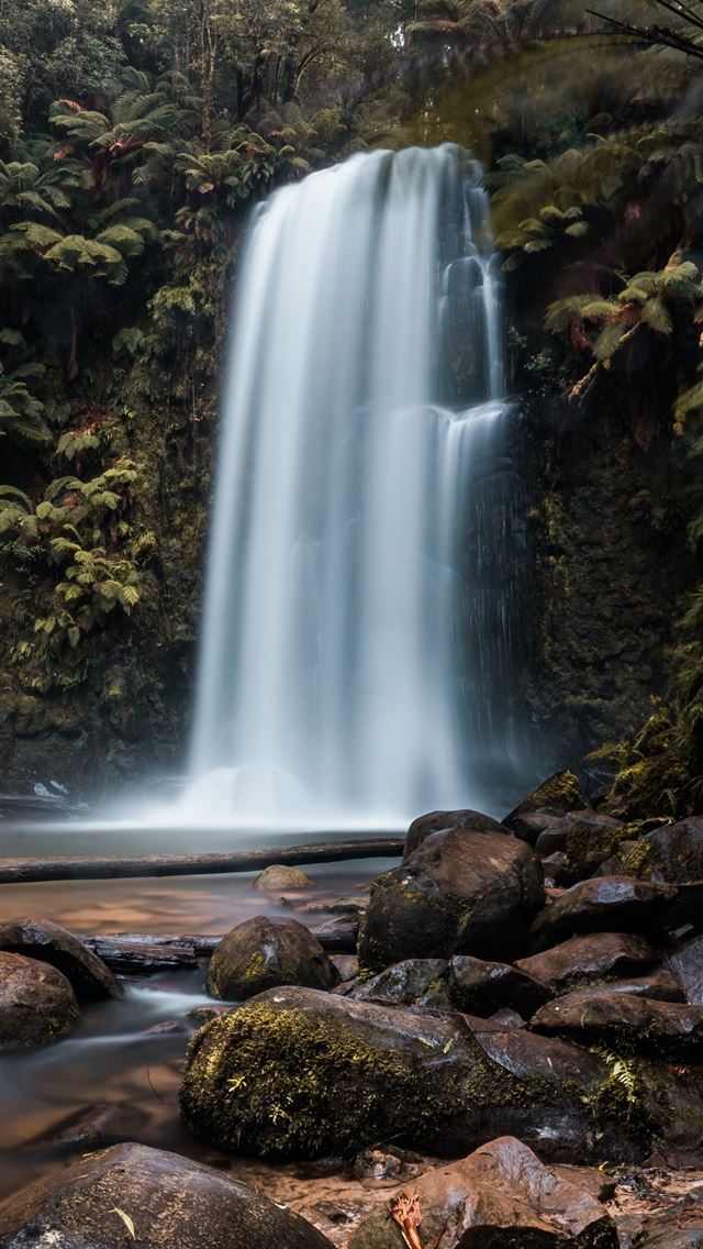 640x1136 waterfall forest - 8k iPhone Wallpaper