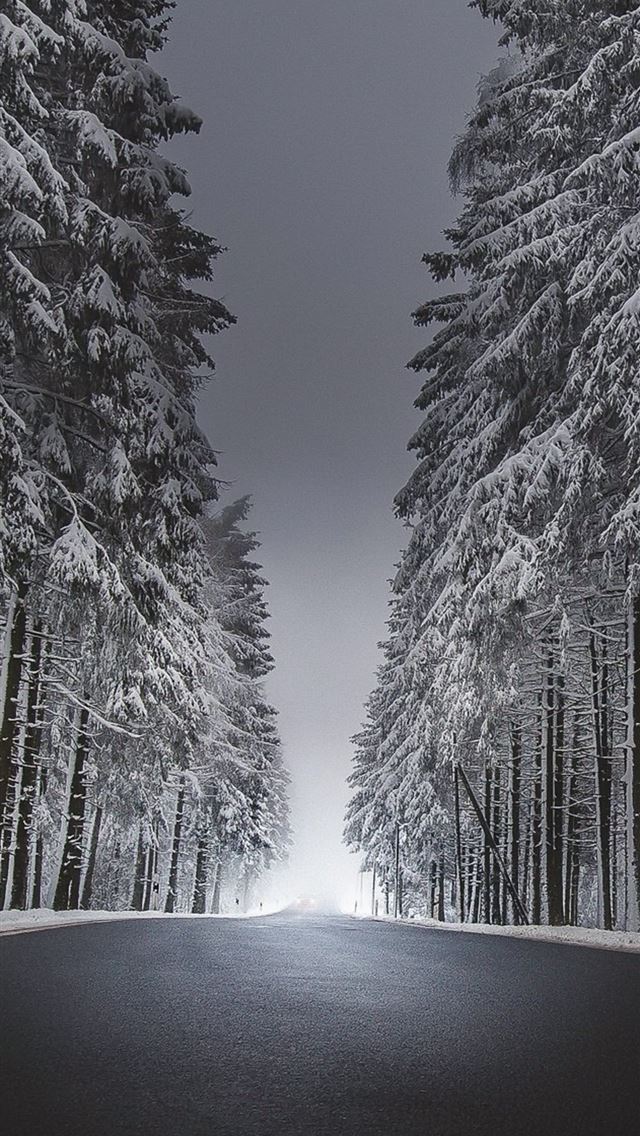 640x1136 winter road asphalt snow - winter iPhone Wallpaper