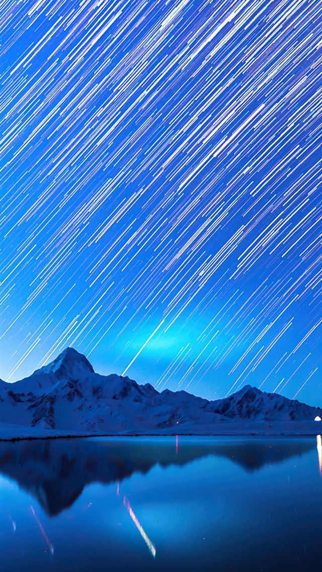 640x1136 star trails snow mountains 4k - lake iPhone Wallpaper