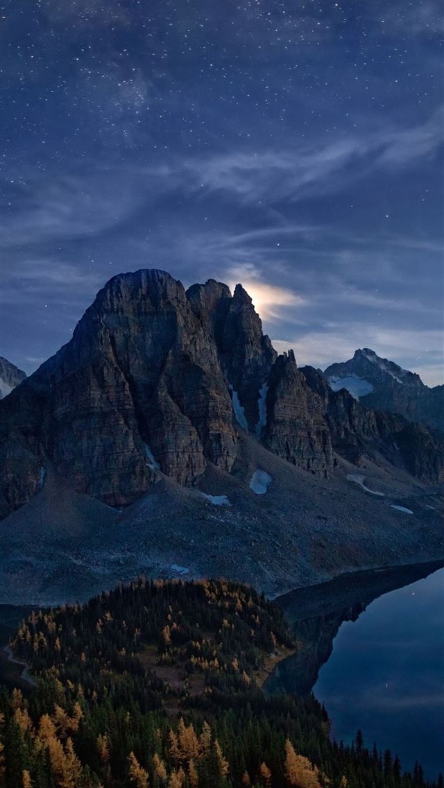 640x1136 snowy peak starry night landscape - night iPhone Wallpaper