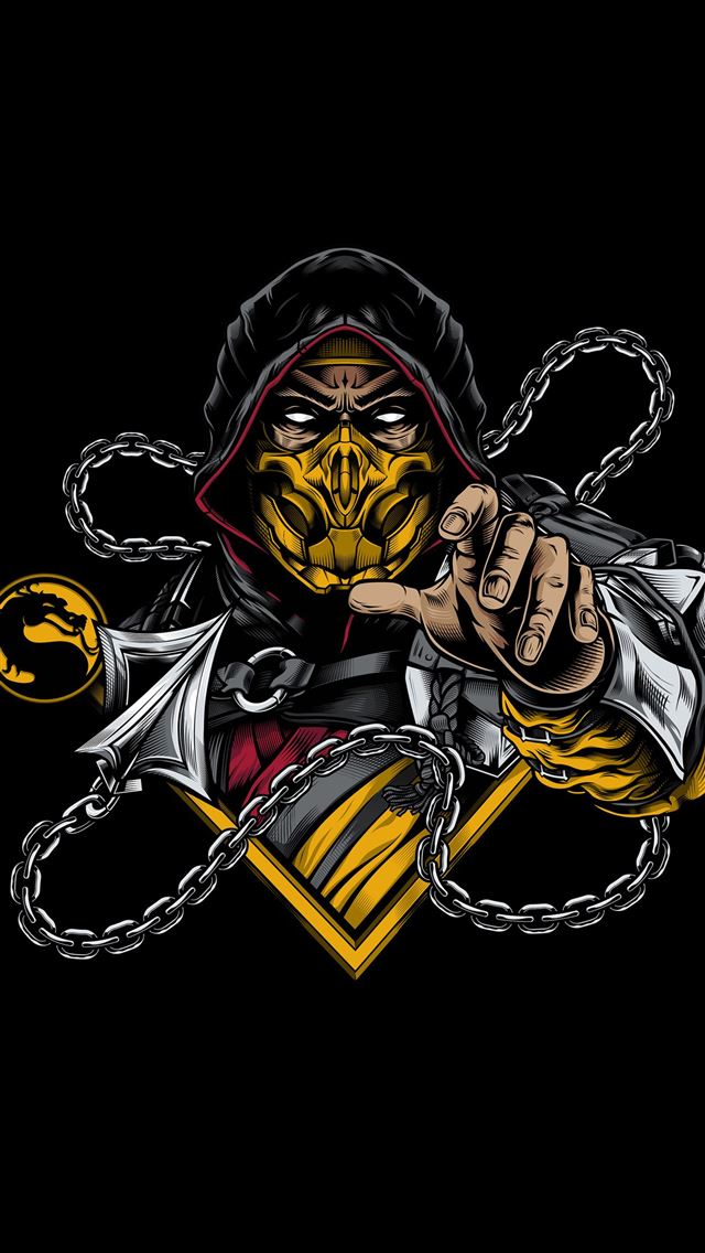 640x1136 scorpion sub zero mortal kombat minimal 4k - behance iPhone Wallpaper