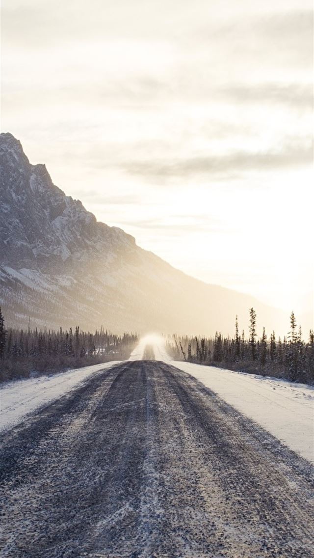 640x1136 long road to snow mountains - mountains iPhone Wallpaper