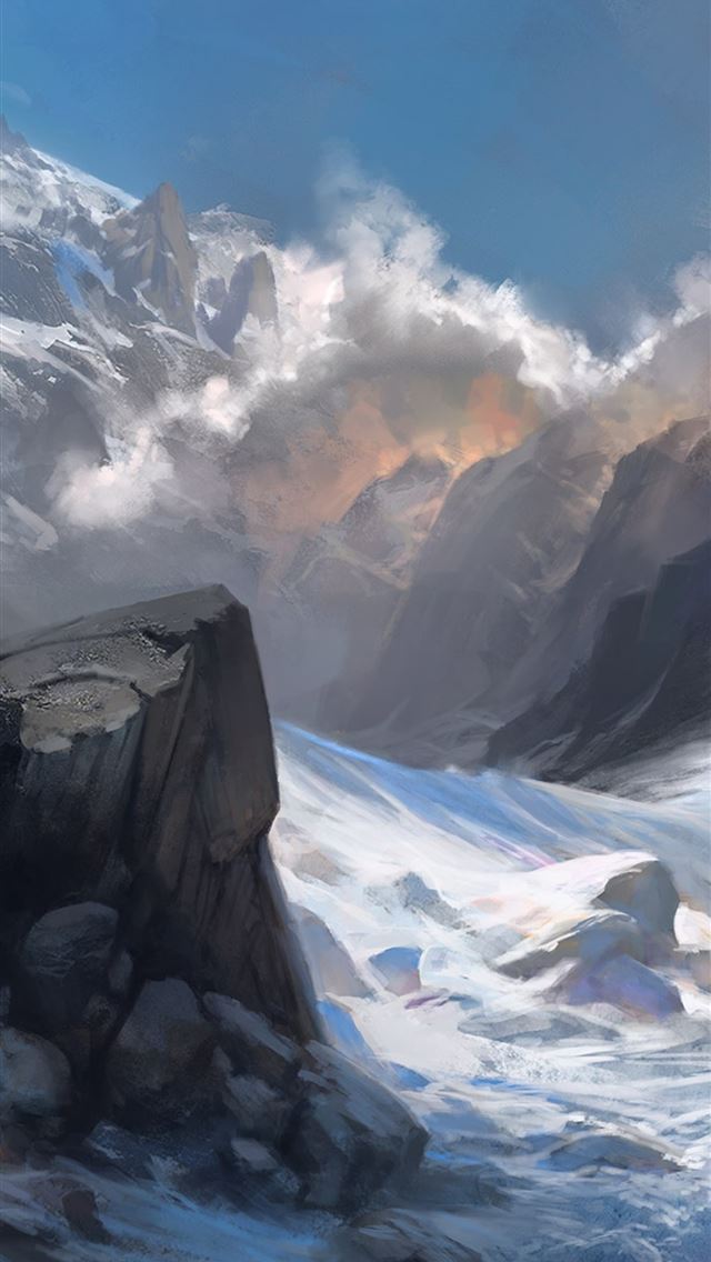 640x1136 snow landscape mountains - artstation iPhone Wallpaper