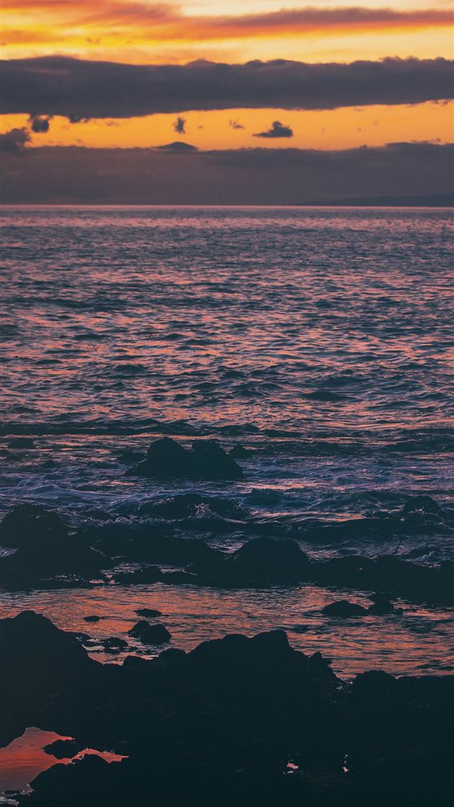 640x1136 sunset sea evening 5k -  iPhone Wallpaper