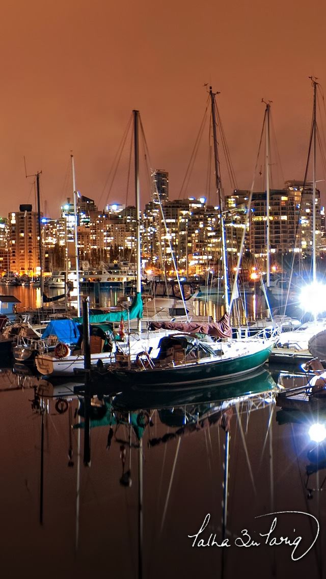 640x1136 Vancouver Coal Harbour Nights - ship iPhone Wallpaper