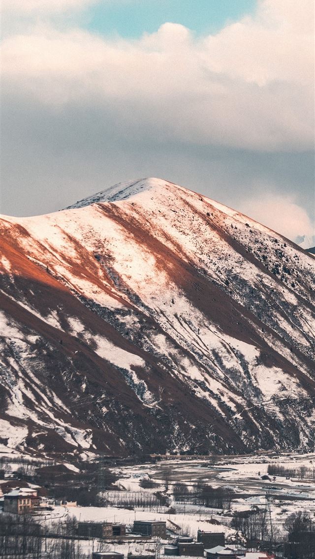 640x1136 brown white mountains sky 5k - mountains iPhone Wallpaper