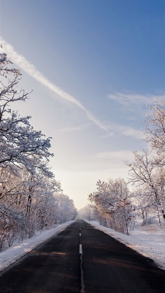 640x1136 autumn winter road outdoors - road iPhone Wallpaper