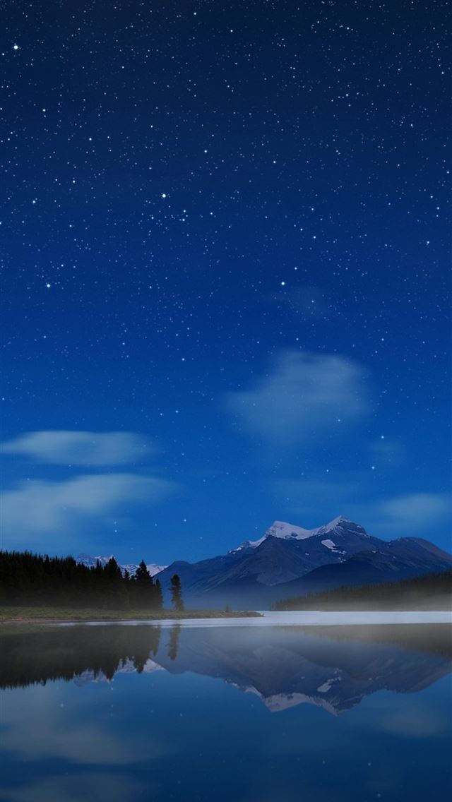 night landscape mountains reflection iPhone wallpaper 