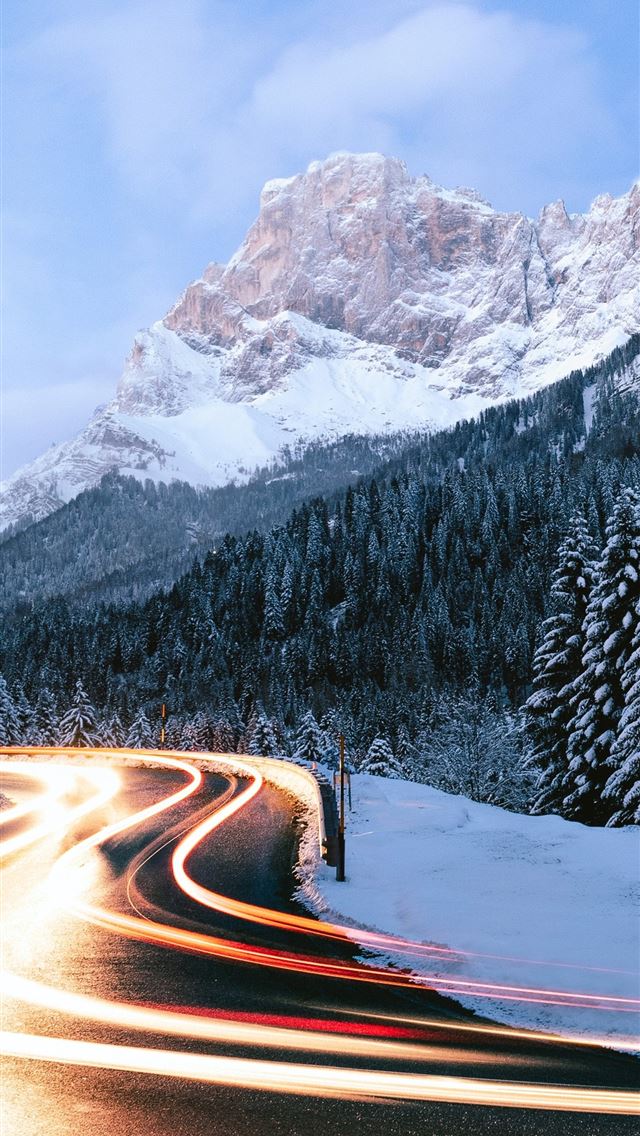 640x1136 long exposure road timelapse winter 5k - winter iPhone Wallpaper