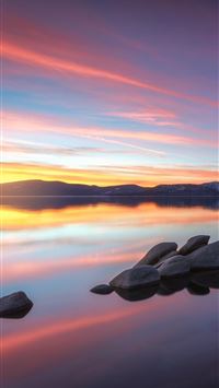 stepping stones on lake tahoes east shore at sunse... wallpaper