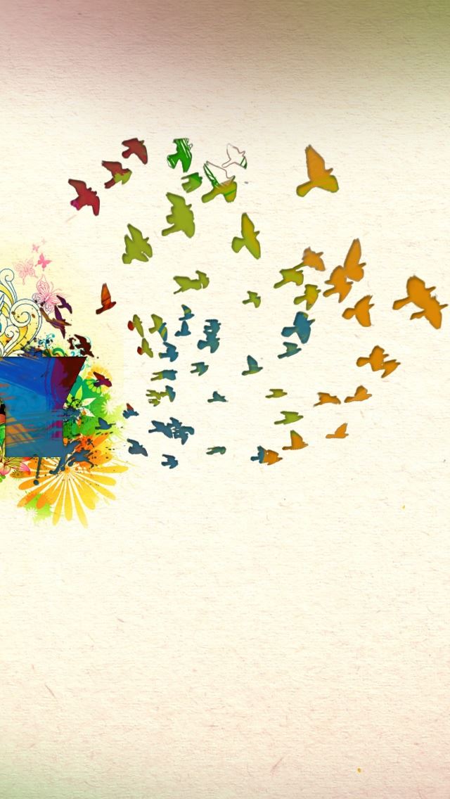 640x1136 Birds Of Spring - painting iPhone Wallpaper