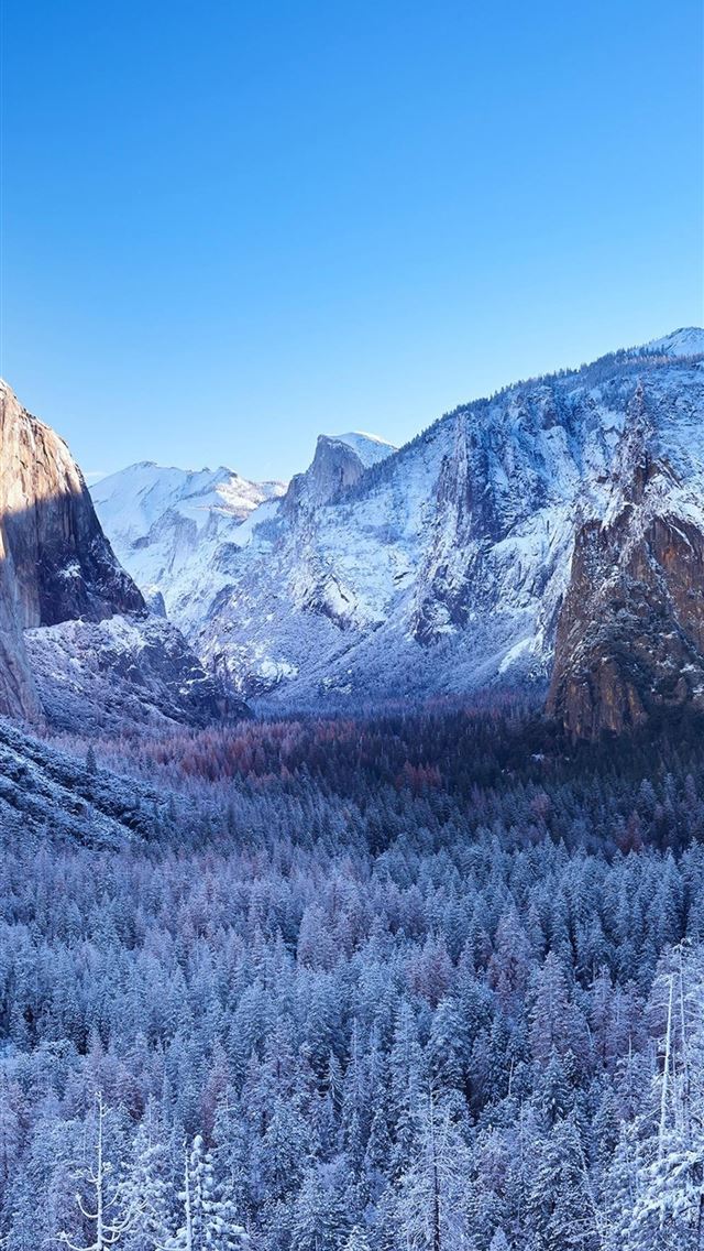640x1136 yosemite winter morning 4k - mountains iPhone Wallpaper