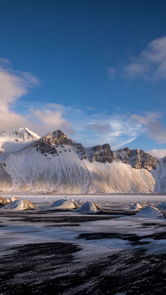 640x1136 hofn vestrahorn clouds iceland mountains 4k - clouds iPhone Wallpaper