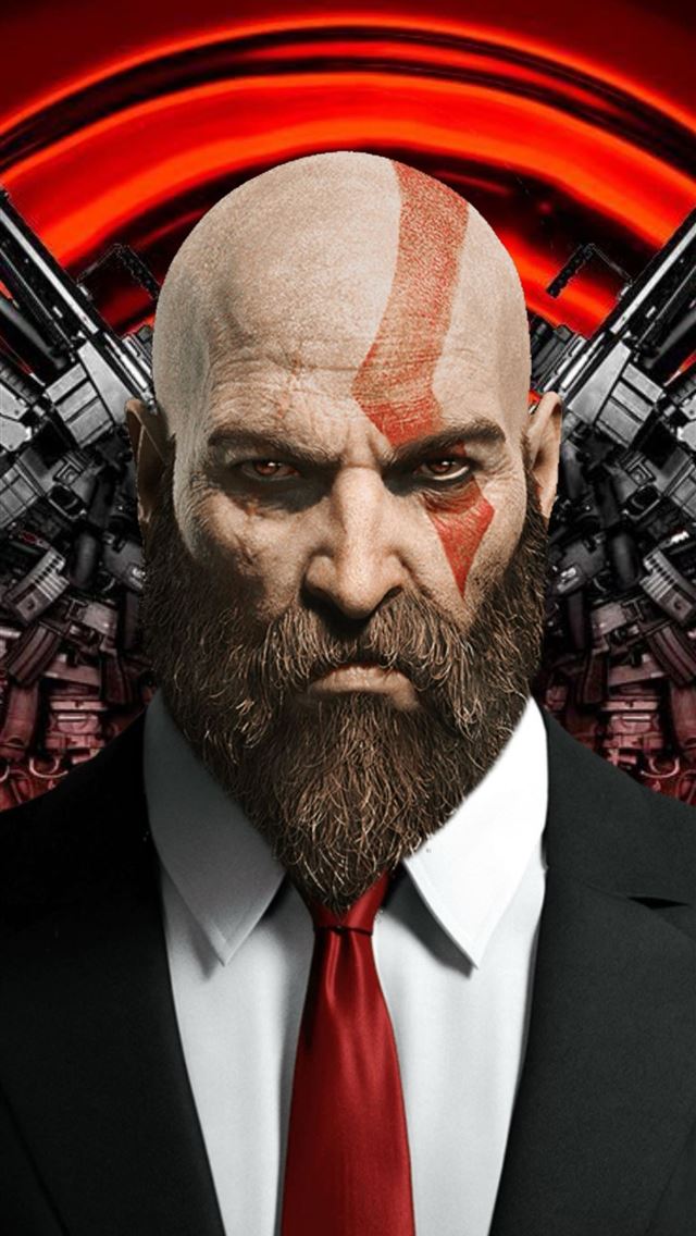 640x1136 kratos as hitman - artwork iPhone Wallpaper