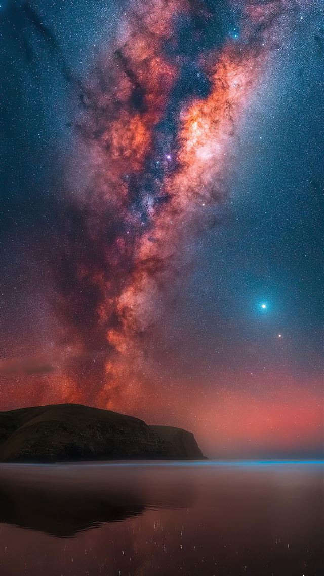 640x1136 milky way rises at a remote bay near christchurch ... - galaxy iPhone Wallpaper