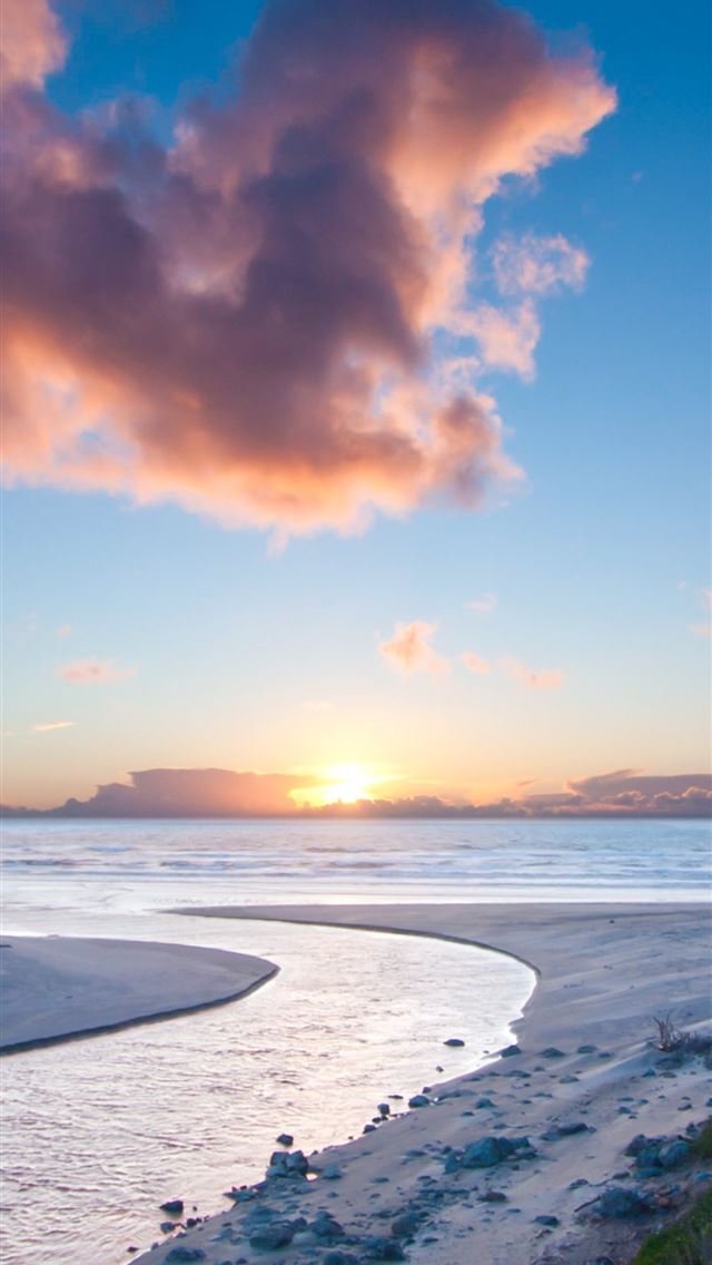 clouds beach sea iPhone wallpaper 