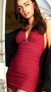 darla baker in red dress 4k wallpaper