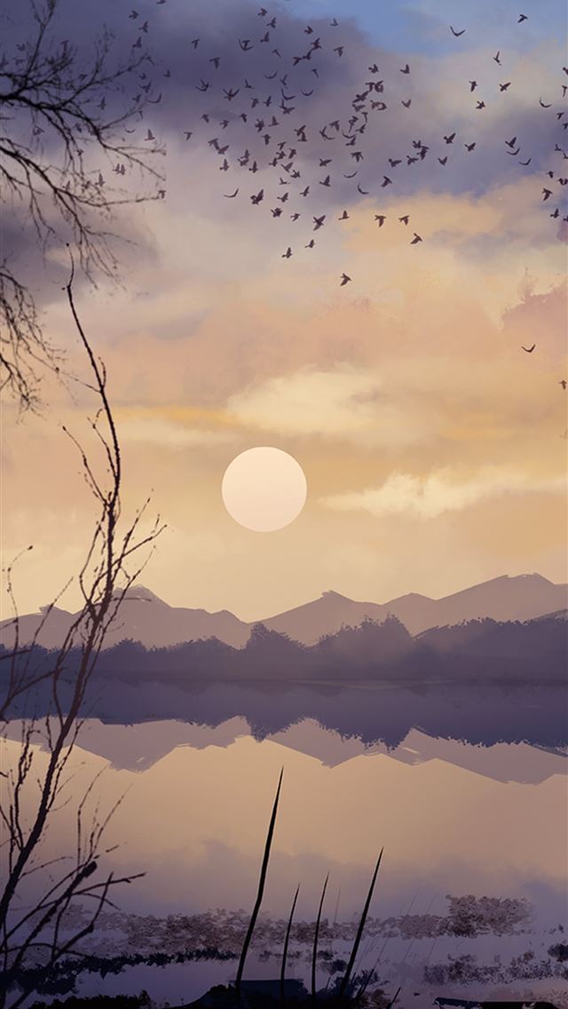 640x1136 digital painting lake landscape nature - deviantart iPhone Wallpaper