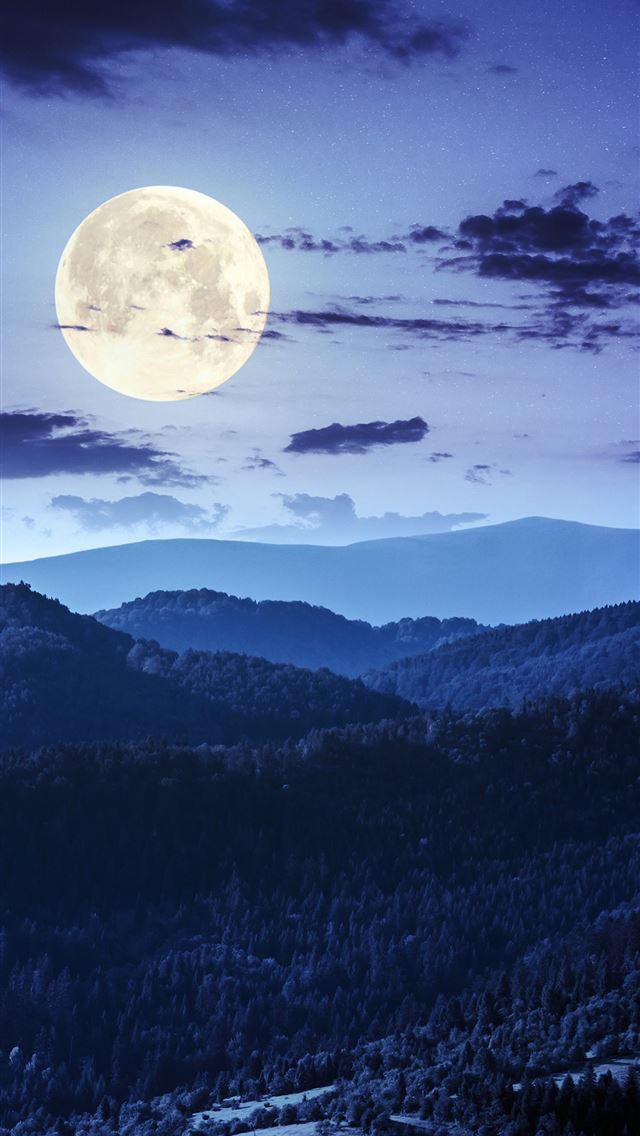 forest night moon clouds 4k iPhone wallpaper 