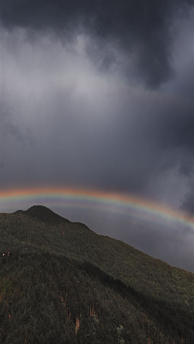 rainbow over mountain landscape iPhone wallpaper 