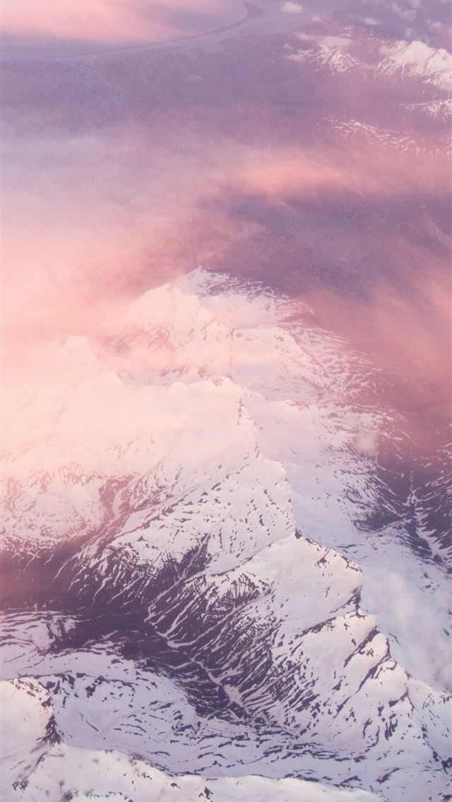 640x1136 white mountains pink clouds 5k - clouds iPhone Wallpaper