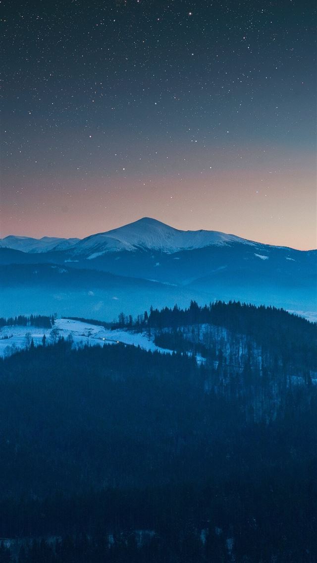 640x1136 starry night sky evening blue landscape 4k - landscape iPhone Wallpaper