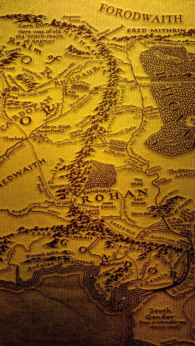 640x1136 The Realm Of Middle Earth - map iPhone Wallpaper