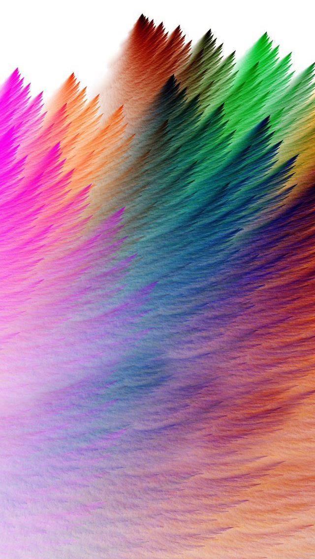 640x1136 Rainbow feathers - orange iPhone Wallpaper
