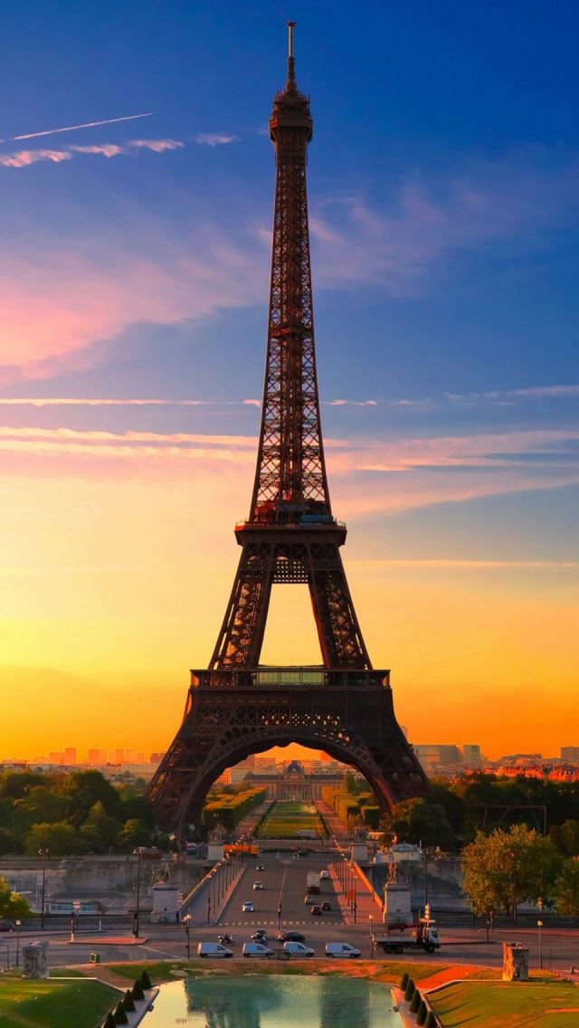 640x1136 Eiffel Tower At Sunrise - sunshine iPhone Wallpaper