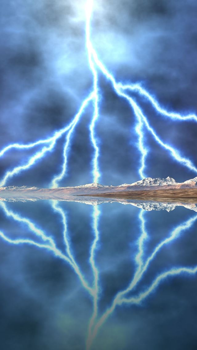 640x1136 Lightening Storm - lake iPhone Wallpaper