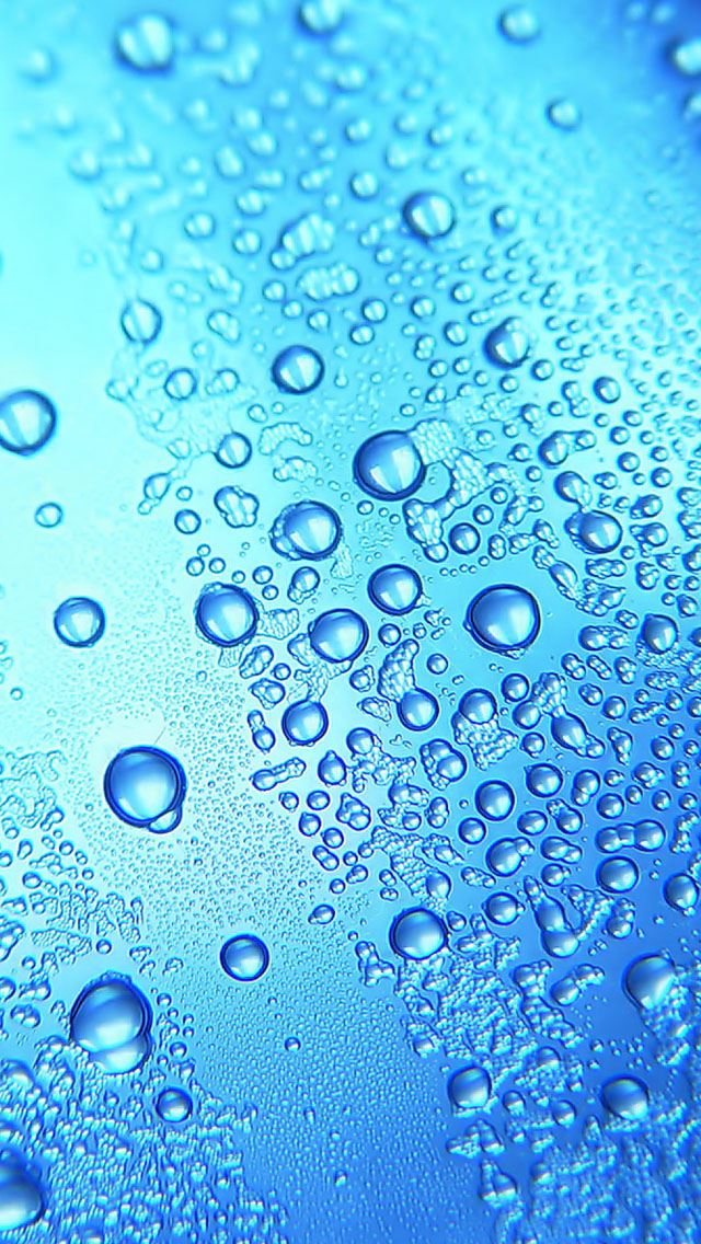 640x1136 Blue Water Drops - bubbles iPhone Wallpaper