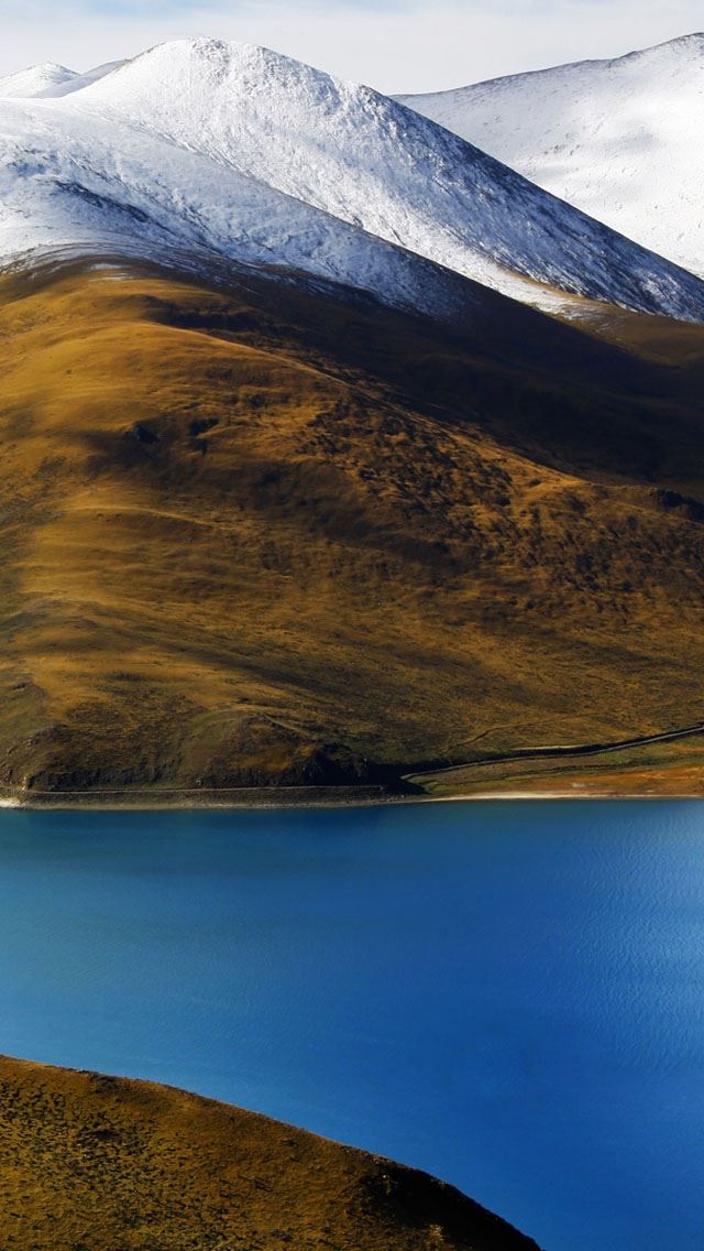 640x1136 White and Blue Mountain - lake iPhone Wallpaper